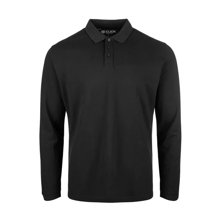BEESWIFT CLICK WORKWEAR UNISEX LONG SLEEVE POLO SHIRT — Black